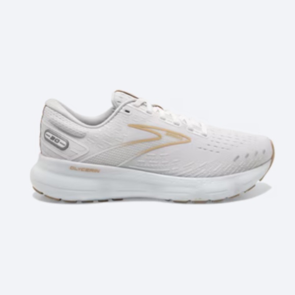 Brooks Shoes - Brooks Glycerin 20 Women’s Neutral Running Shoes Size 9.5M, White with Tan